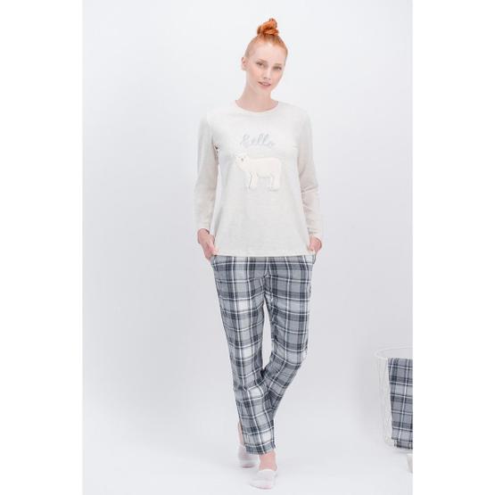 Arnetta Hello Ekose Mavi Melanj Kadın Pijama Takımı