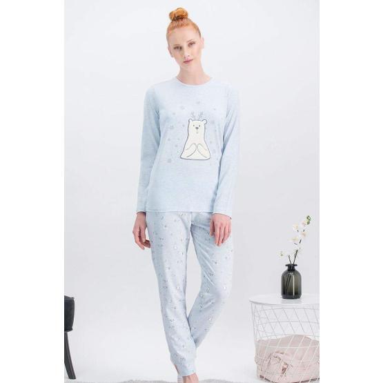 Arnetta Pure Bear Mavi Melanj Kadın Pijama Takım