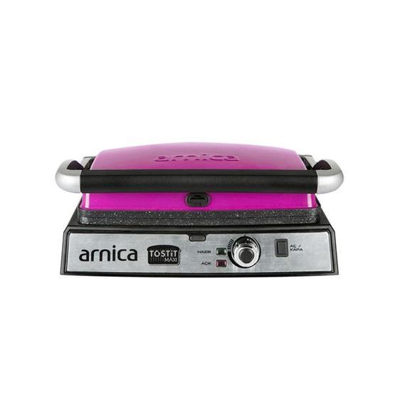 Arnica GH26242 Tostit Maxi 2000 W 6 Adet Pişirme Kapasiteli Teflon Çıkarılabilir Plakalı Izgara ve Tost Makinesi Fuşya
