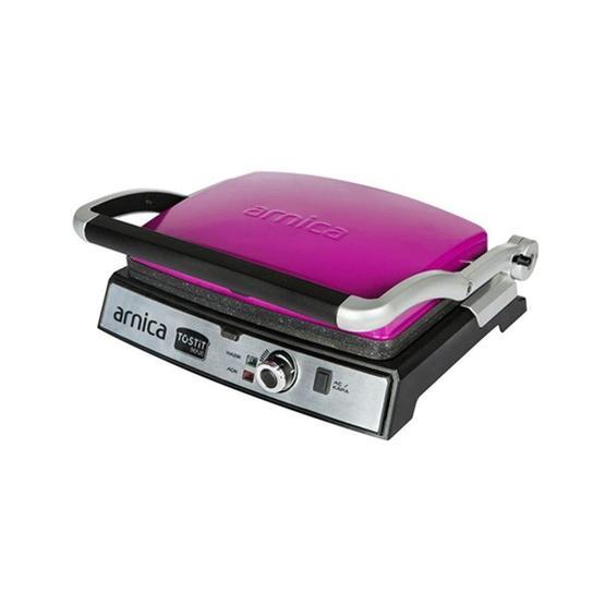 Arnica GH26242 Tostit Maxi 2000 W 6 Adet Pişirme Kapasiteli Teflon Çıkarılabilir Plakalı Izgara ve Tost Makinesi Fuşya