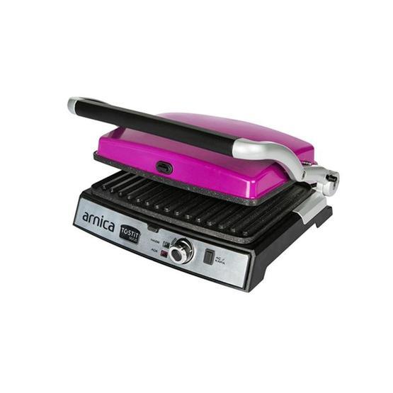Arnica GH26242 Tostit Maxi 2000 W 6 Adet Pişirme Kapasiteli Teflon Çıkarılabilir Plakalı Izgara ve Tost Makinesi Fuşya
