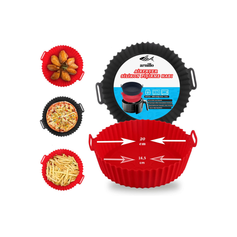 ARNİLLO Airfryer Silikon Pişirme Kabı - Hava Fritözü Kabı -airfryer Aksesuar - Tüm Airfryerlara Uyumlu Kek Kalıpları Fiyatı