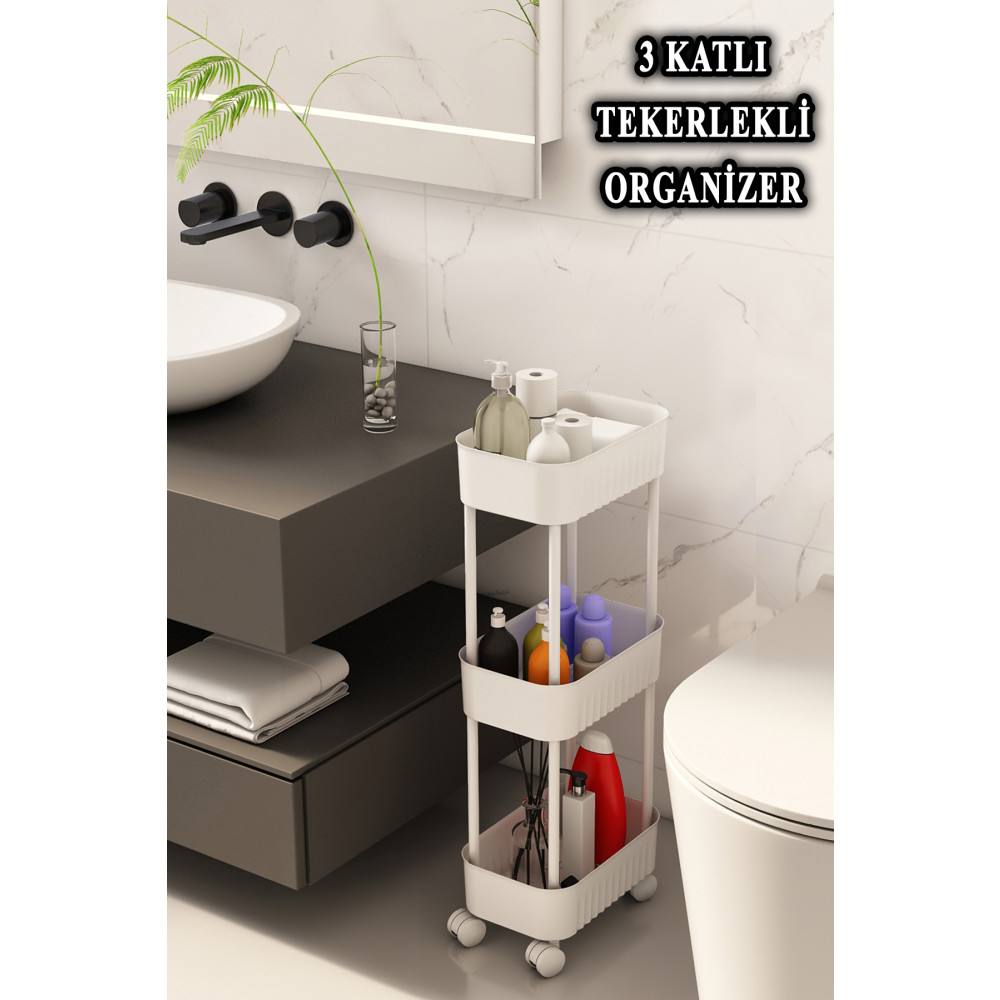ARNİLLO Lizbon Çok Amaçlı 3 Katlı Evye Altı Düzenleyici Dolap Içi Tegah Altıtekerlekli Organizer Banyo Aksesuarları Fiyatı