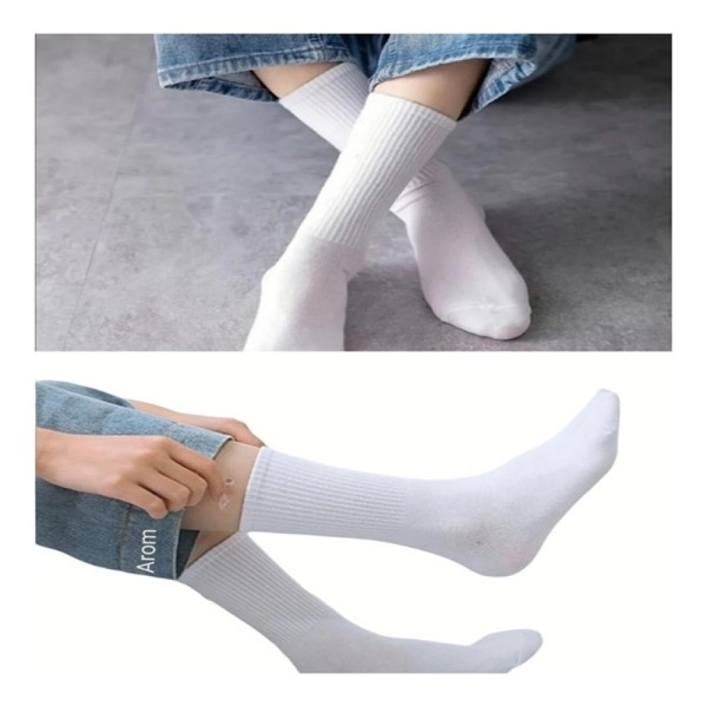 Arom Düz Beyaz Unisex Uzun Pamuklu Tenis Çorap 6 Çift Çorap (Outdoor) Fiyatı