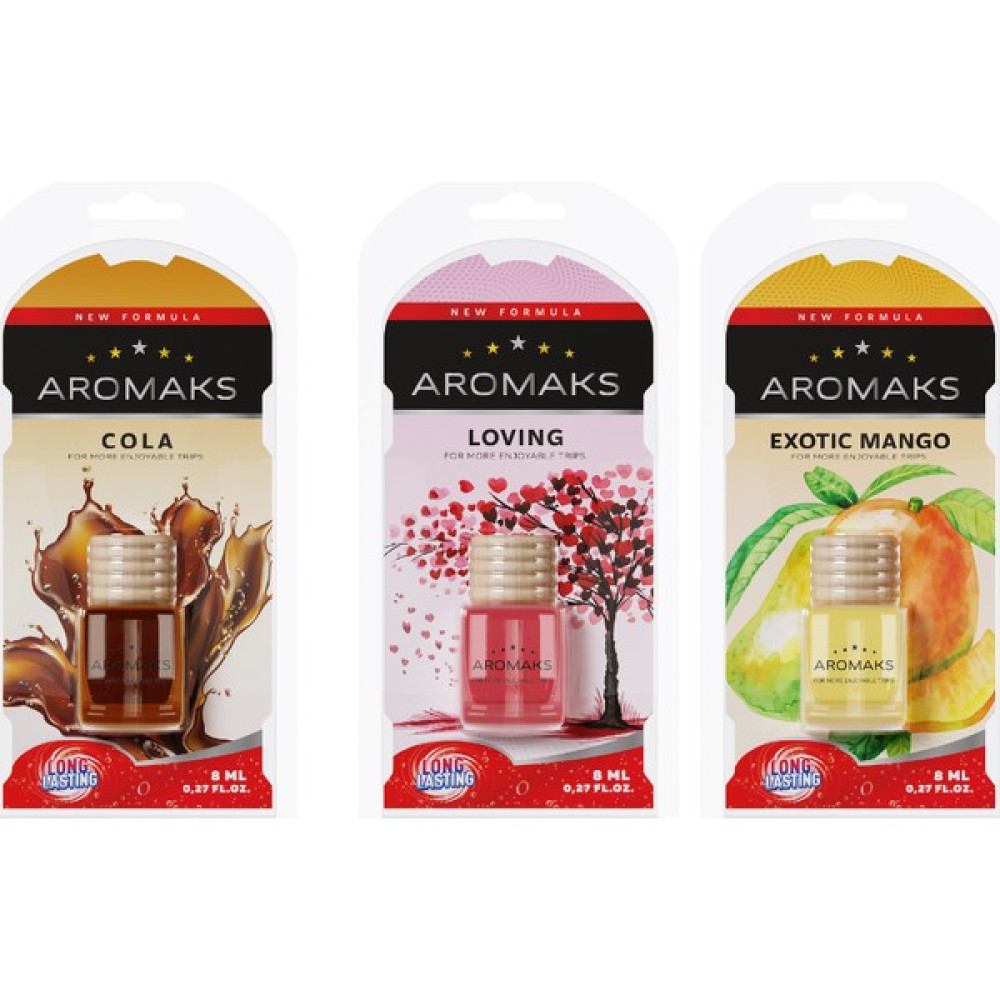 Aromaks 3 Adet 8 ml Karışık Araba Kokuları 2 - Araba Kokusu, Oto Kokusu, Oto Araç Kokusu - Karışık 2 Oto Kokuları Fiyatı