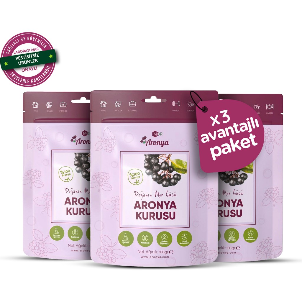 Aronya Mor Kurusu 100 gr 3’lü Paket – Katkısız, Doğal Atıştırmalık ve Antioksidan Kaynağı - 300 gr Kuru Meyve Fiyatı