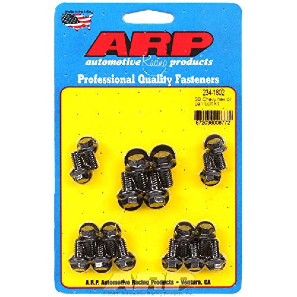 ARP 2341802 Oil Pan Hex Bolt Kit, Black Chrome Moly Steel, For Select Chevrolet Small Block Applications