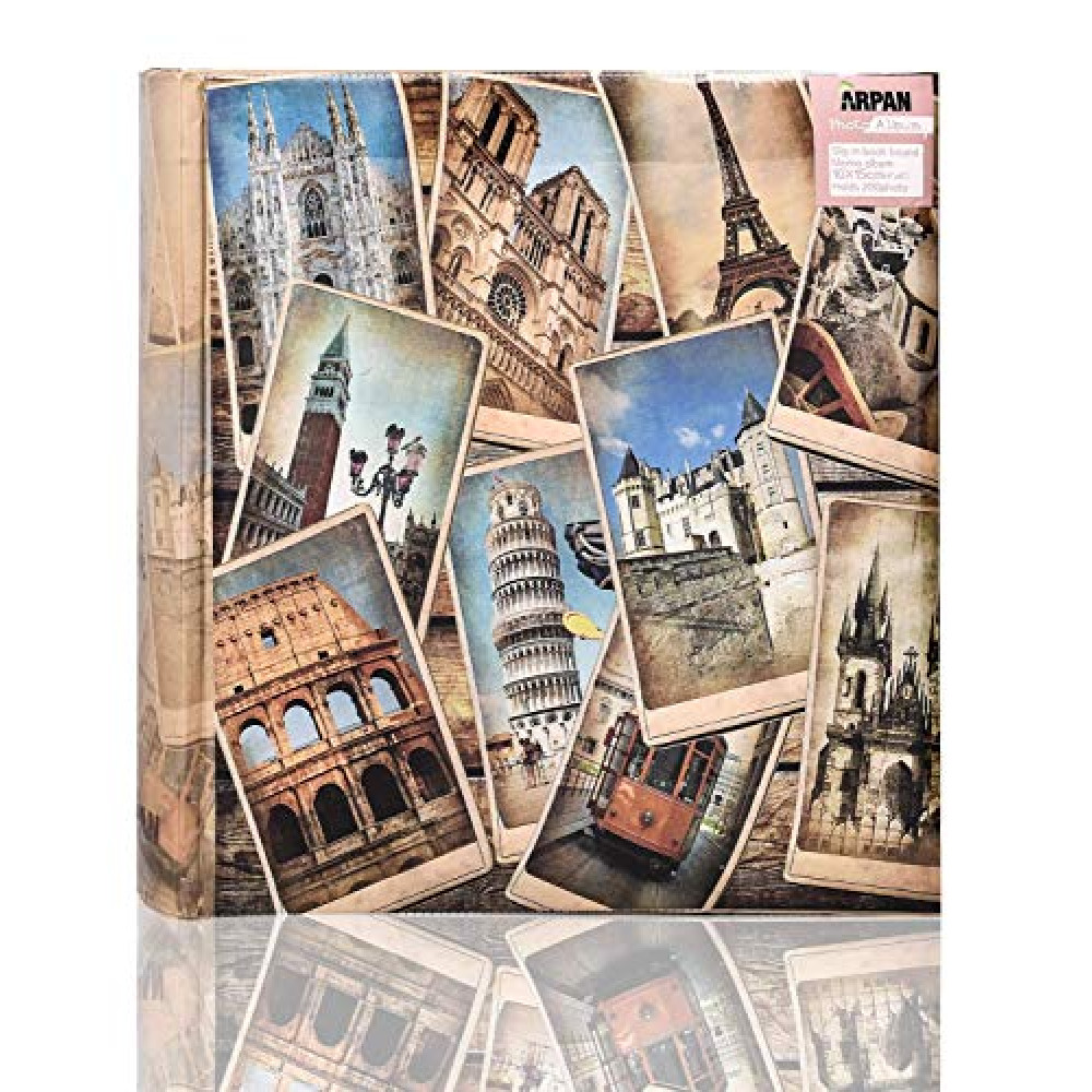 Arpan 10 x 15 cm Vintage collage - UK-European Travel Memo Photo Album for 200 Photos 4 x 6''