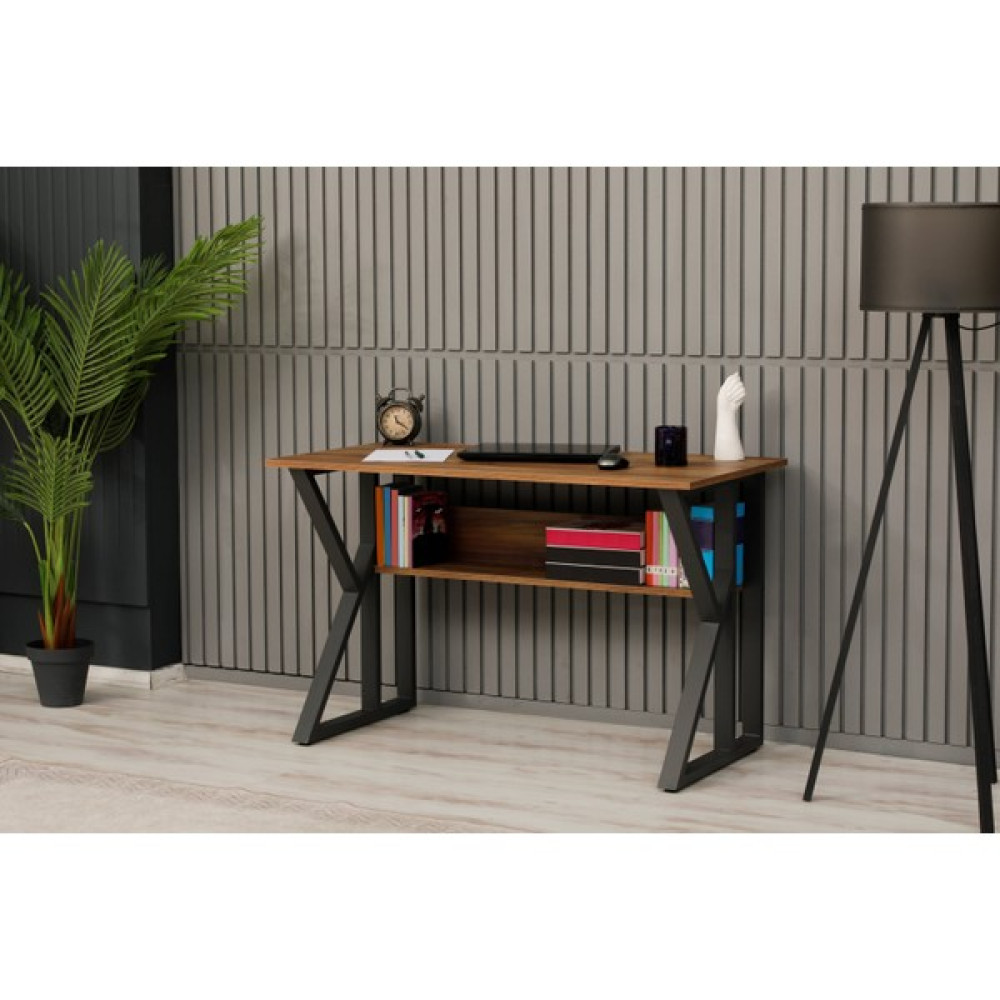 Arpelia Çalışma Masası 120x60x75 CM Alt Raflı K Ayak - 120 x 60 x 75 cm - Kahverengi Çalışma Masası Fiyatı