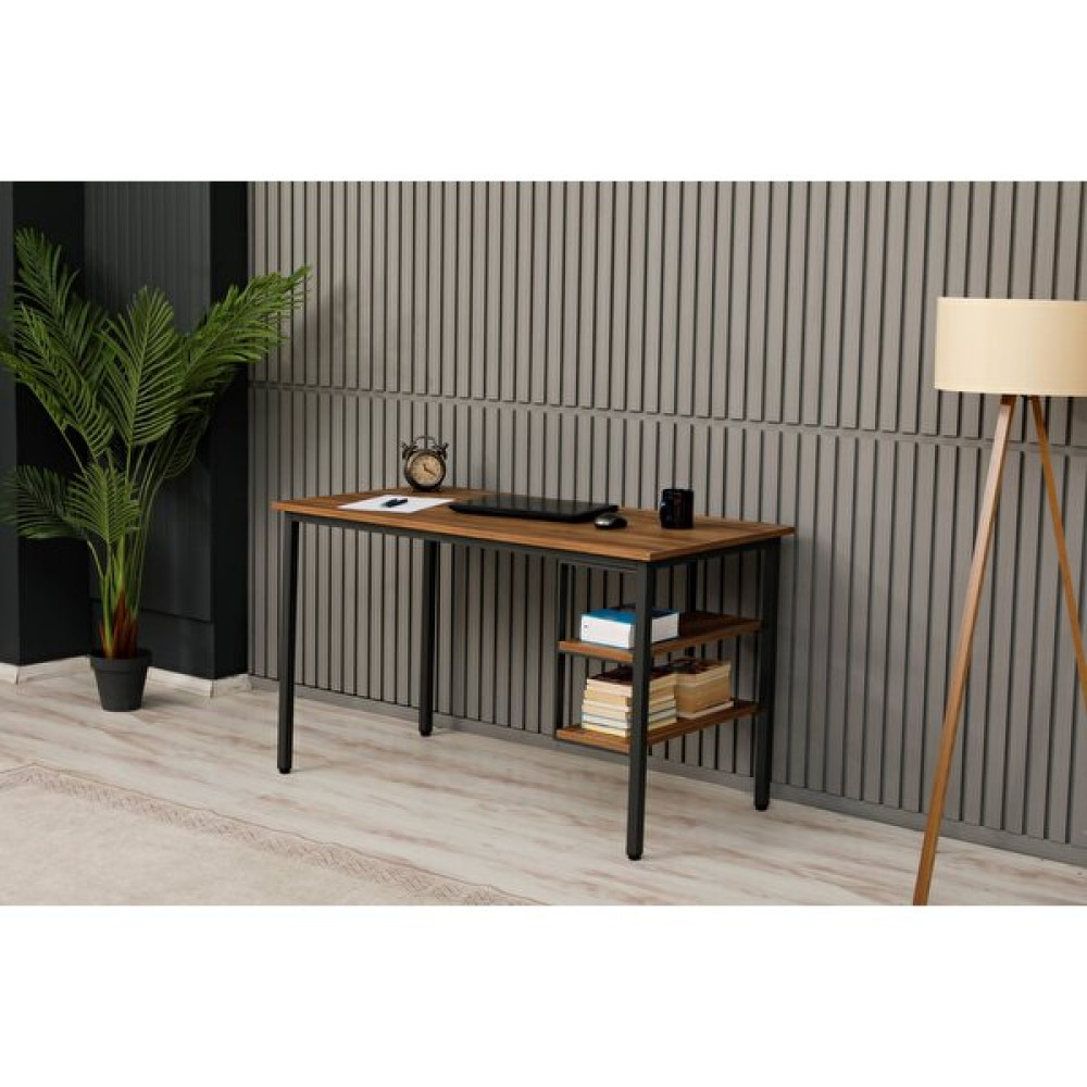 Arpelia Çalışma Masası 125x65x75 cm Alt Yan 2 Raflı - 125 x 65 x 75 cm - Kahverengi Çalışma Masası Fiyatı