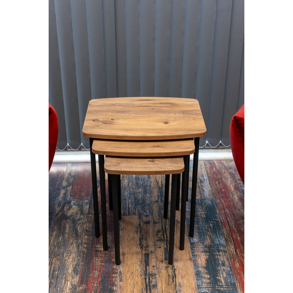 Arpelia Harmoni Üçlü Zigon Sehpa 50X40/40X40/30X40 - Antrasit Yan Sehpa Fiyatı