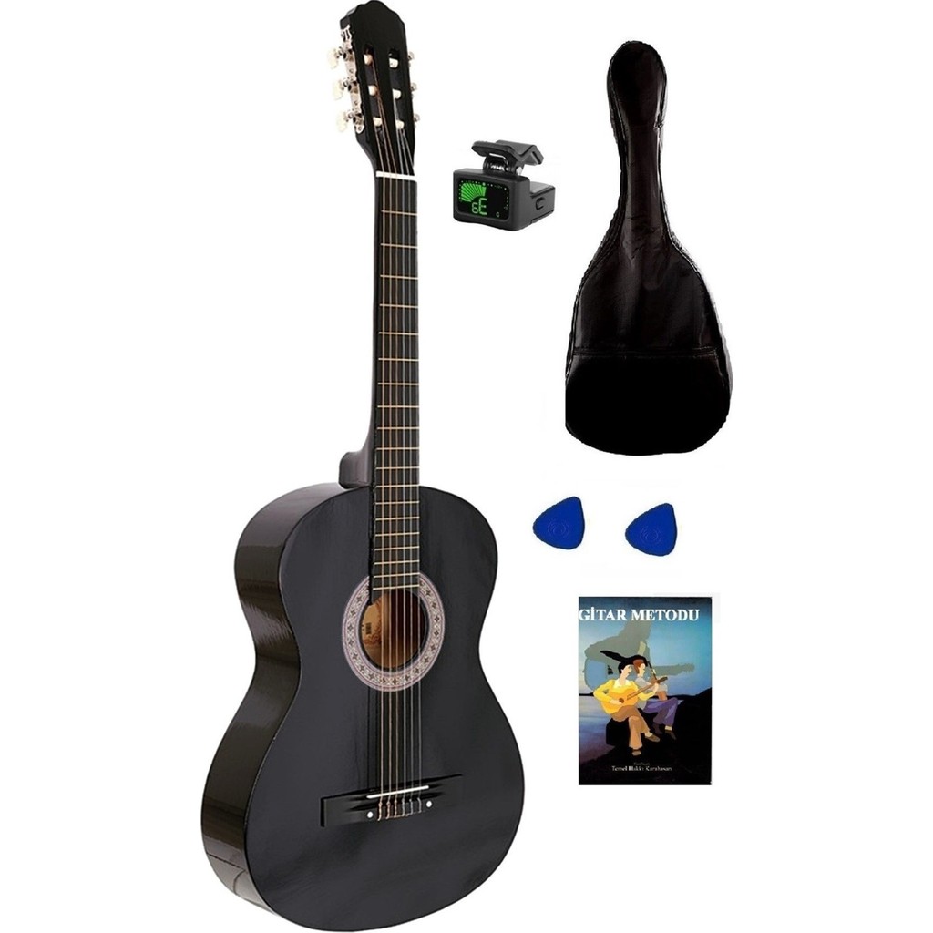 Arriva Tam Boy 4/4 Klasik Gitar Seti 39'' Siyah Yüksek Ses Performansı ile Öğrenciler İçin Tasarlandı Klasik Gitarlar Fiyatı