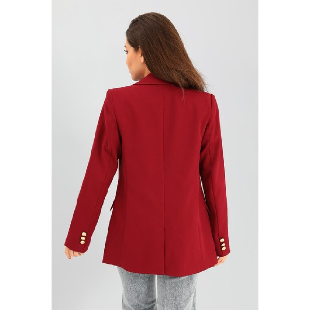 Arsen Panache PNCH Blazer Fleto Cepli Atlas Kumaş Ceket - Bordo Bayan Ceket Fiyatı