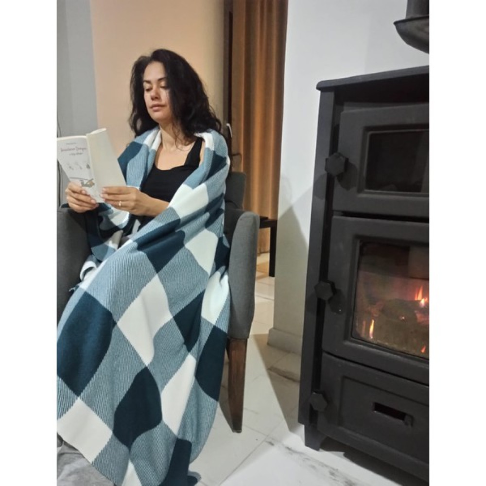 Arslan Deco Polar Tv Battaniyesi, Tek Kişilik Battaniye, Battal Battaniye, Kareli Battaniye - 130 x 180 cm - Yeşil Battaniye Fiyatı