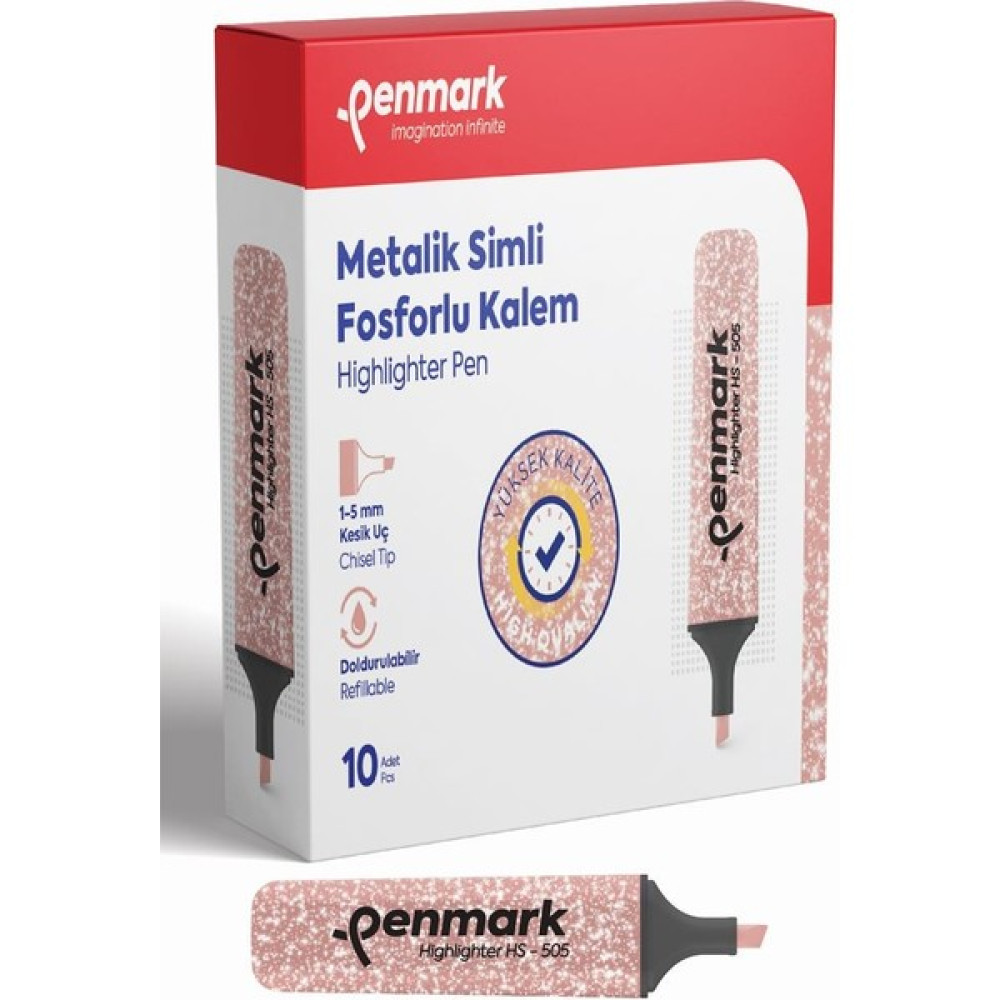 Arslan Ticaret Penmark Fosforlu Kalem Metalik Simli Bronz1 Paket 10 Adet Fosforlu Kalem Fiyatı