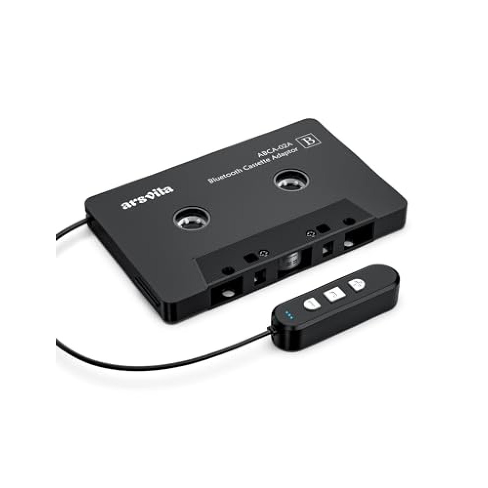 arsvita 5.1 Bluetooth Cassette Adapter, Car Audio Bluetooth Cassette Receiver, Cassette Bluetooth Adapter for Car Support Micro SD Card, Hands-Free Call, Black, Type BCA02