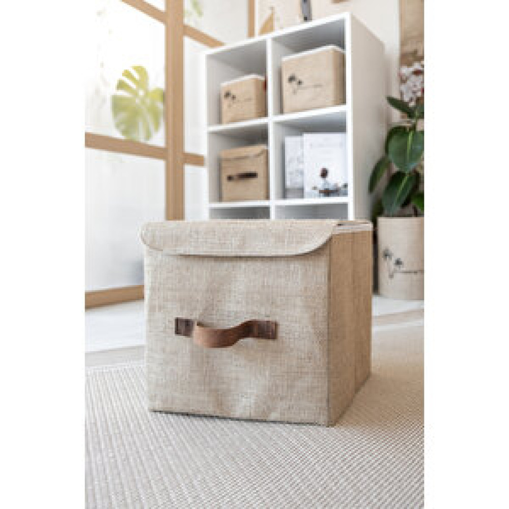 Art Bee Jüt Dolap İçi Organizer Takı, Makyaj, Banyo, Ofis Düzenleyici Kapaklı Saklama Kutusu 30x30x30 Cm Sepet Fiyatı