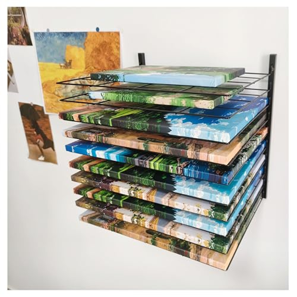 Art Drying Rack,Art Drying Rack for Classroom,no Drill Wall & fit All Walls Paint Drying Rack,10 Removable Shelves 1.57" Apart Art Storage Rack,Painting Drying Rack for Classroom,Art Studios,Schools