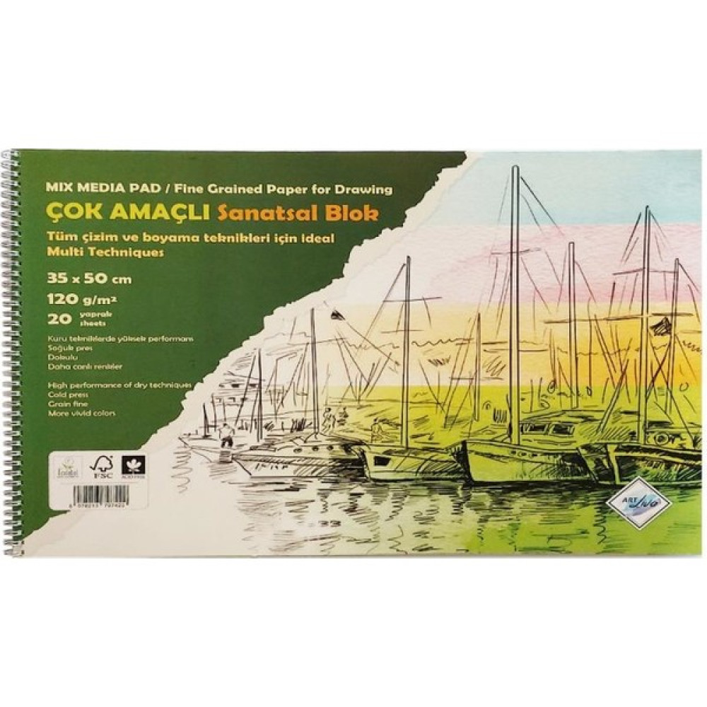 Art Liva Sanatsal Resim Defteri Multi Teknik 20 Sayfa 120 gr 35 x 50 cm Resim Defteri Fiyatı