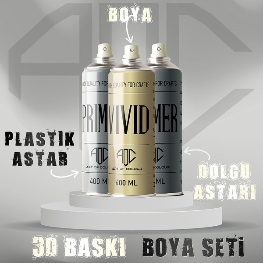 Art Of Colour 3D Baskı Sprey Boya+Plastik Astar+Dolgu Astarı - 400 ML - KIRMIZI Boya Malzemeleri Fiyatı