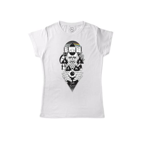 Art T-shirt ART018253WW Beyaz Evolution Of Pink Floyd Kadın T-shirt