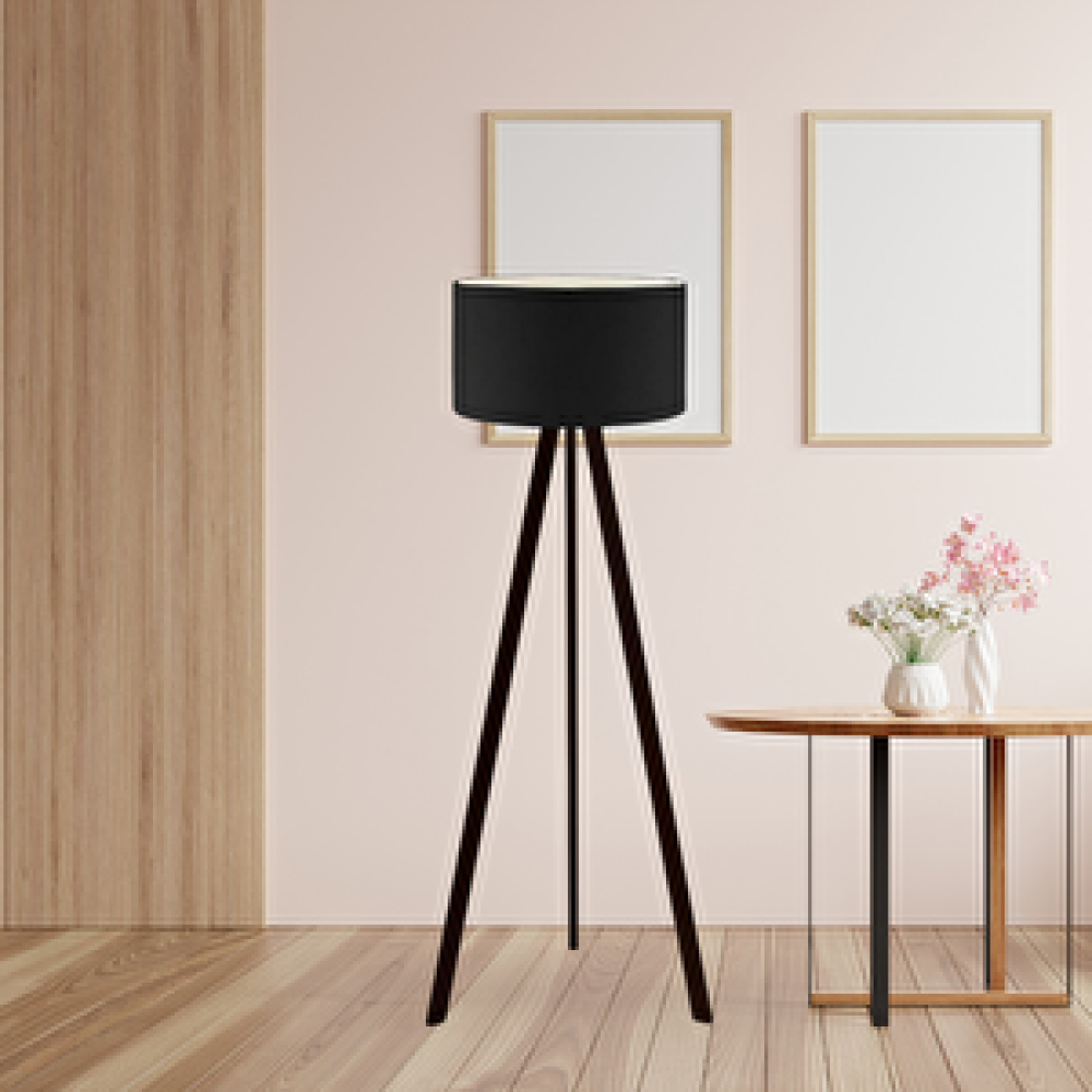 Art ve Gift Art Tripod Ahşap Ayaklı Lambader Köşe Lambası Siyah Kumaş Dark Lambader Fiyatı