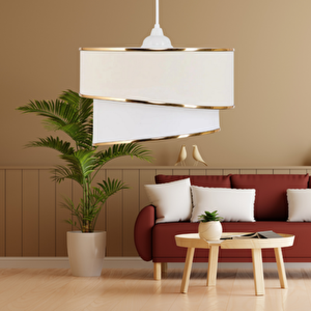 Art ve Gift Barok Tarasım Asimetrik Altın Şeritli Krem Pasta Sarkıt Avize Salon Yatak Odası Oturma Odası Avize Fiyatı
