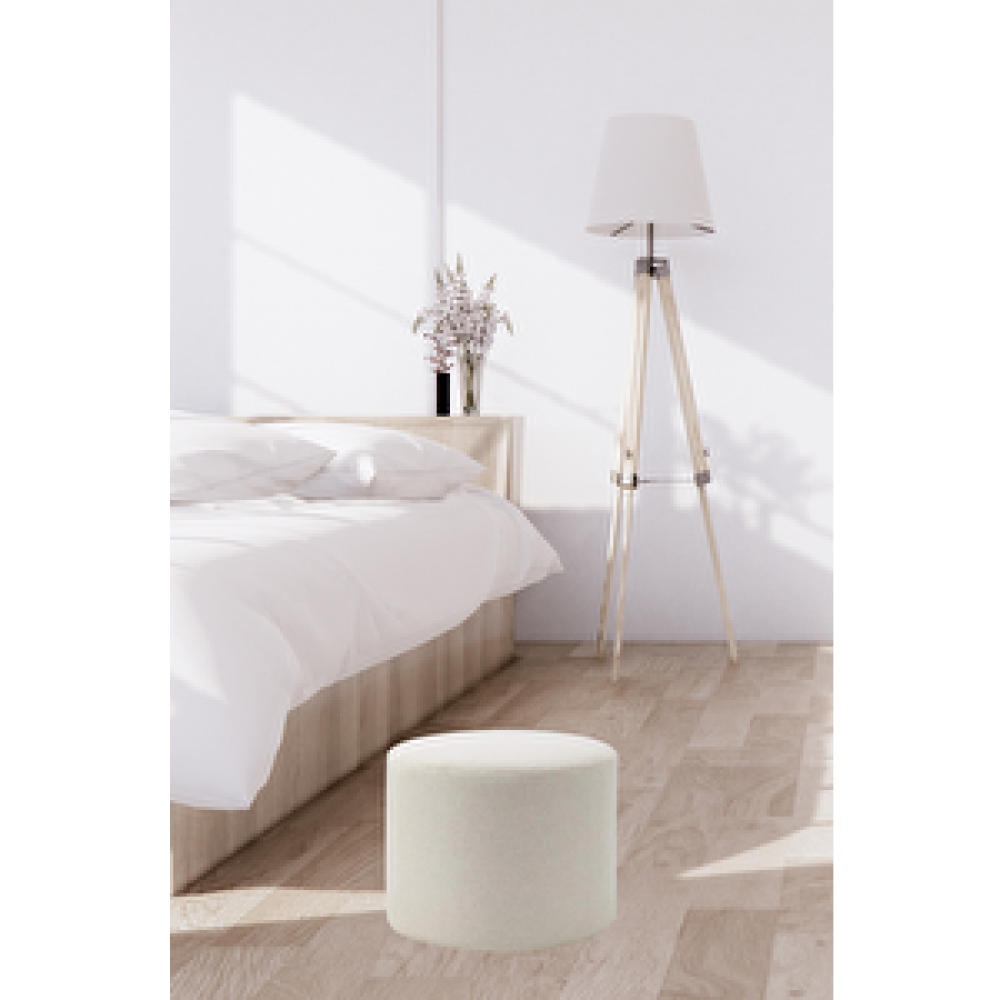 Art ve Gift Konfor Yuvarlak Puf Krem Kumaş Salon Yatak Odası Çok Amaçlı Puf Fiyatı