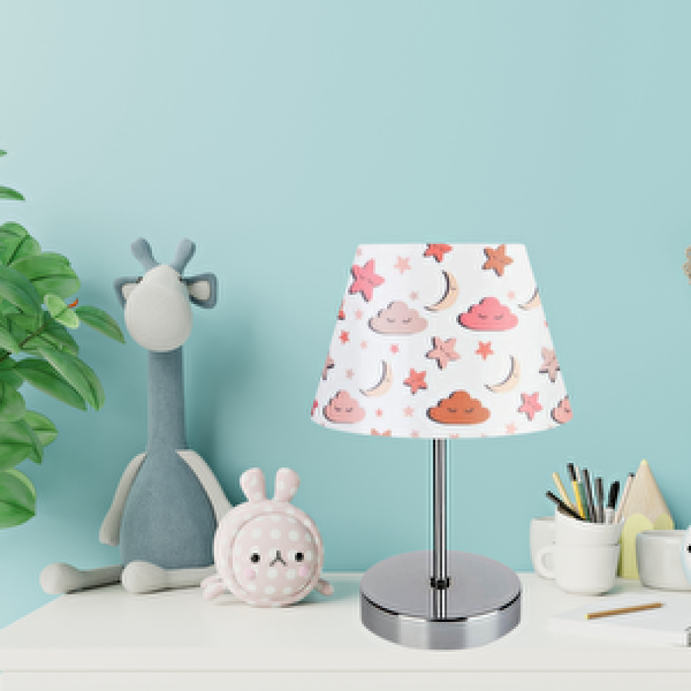 Art ve Gift Kuzey Krom Gövdeli Çocuk Odası Abajur Ay Dede Desenli Bebek Odası Abajuru Fiyatı