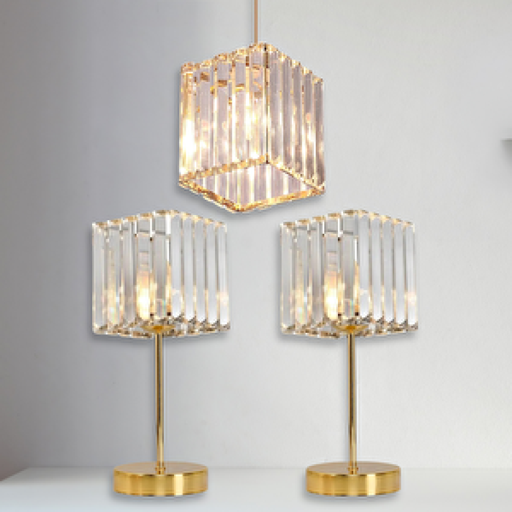 Art ve Gift Metal Kristal Camlı Sarkıt Avize Ve Abajur Seti Yatak Odası Abajur Salon Avize Avize Fiyatı