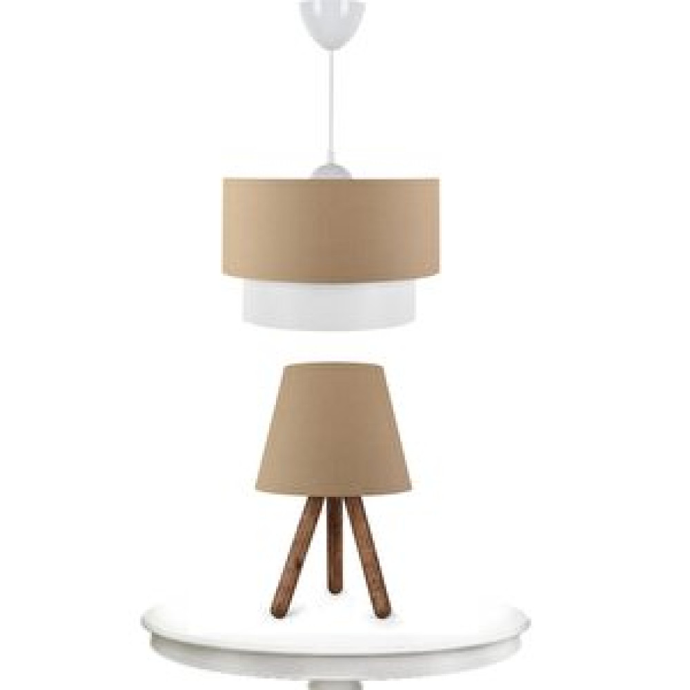 Art ve Gift Pasta Sarkıt Avize Ve Tripod Ahşap Ayaklı Abajur İkili Takım Kahve Avize Fiyatı