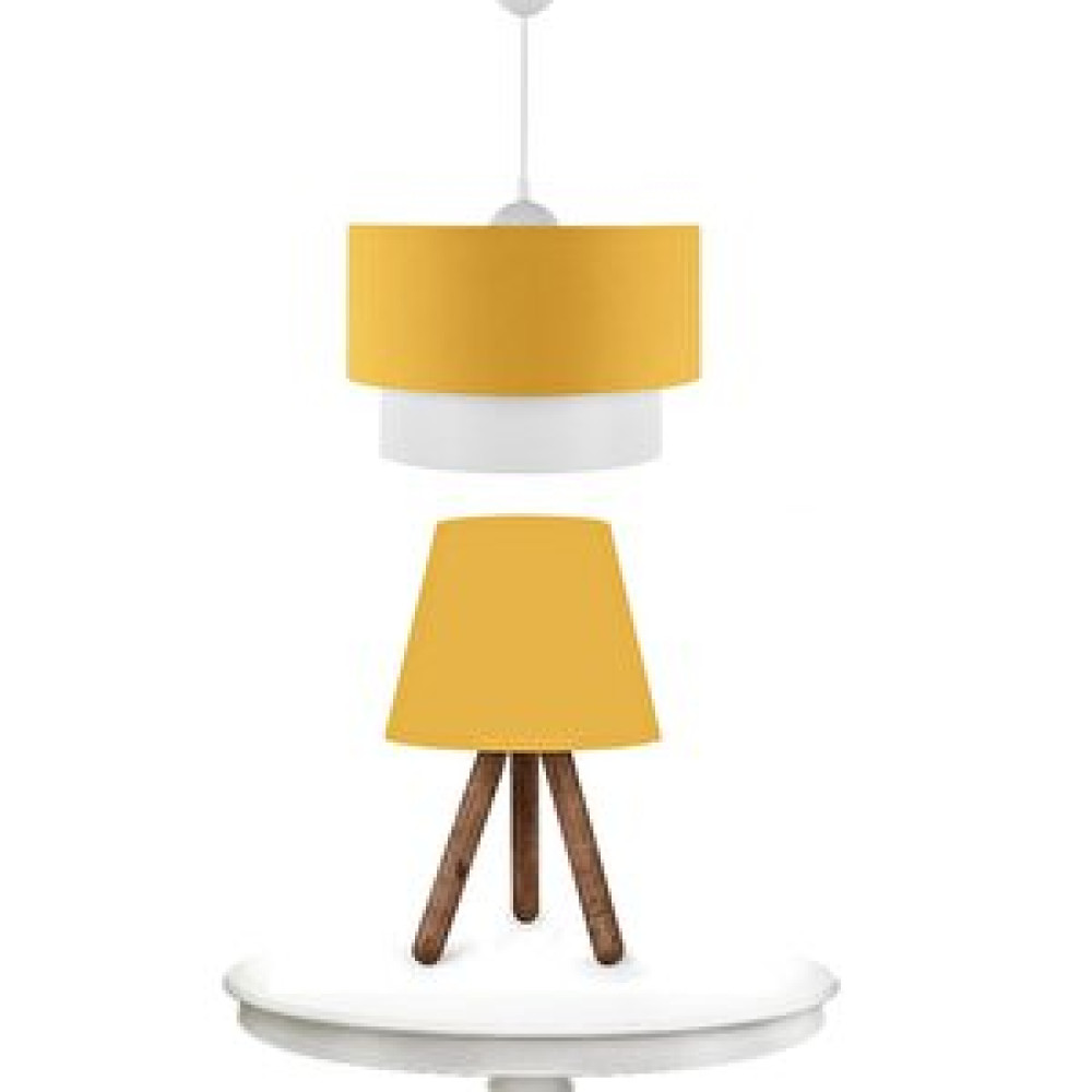Art ve Gift Pasta Sarkıt Avize Ve Tripod Ahşap Ayaklı Abajur İkili Takım Sarı Avize Fiyatı