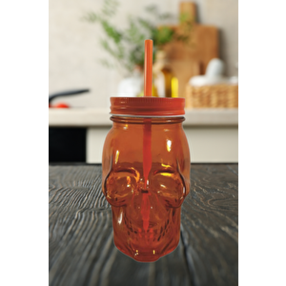 Art ve Gift San Miguel Kuru Kafa Pipetli Kavanoz Bardak 450 Ml Turuncu Fincan / Bardak / Kahve Takımı Fiyatı