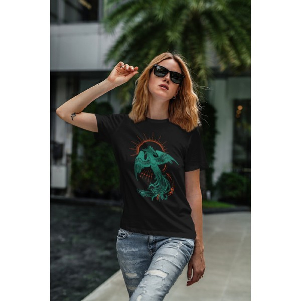 Artaport Design Unisex Anka Kuşu Tasarım Baskılı Siyah T-Shirt Erkek T-shirt Fiyatı