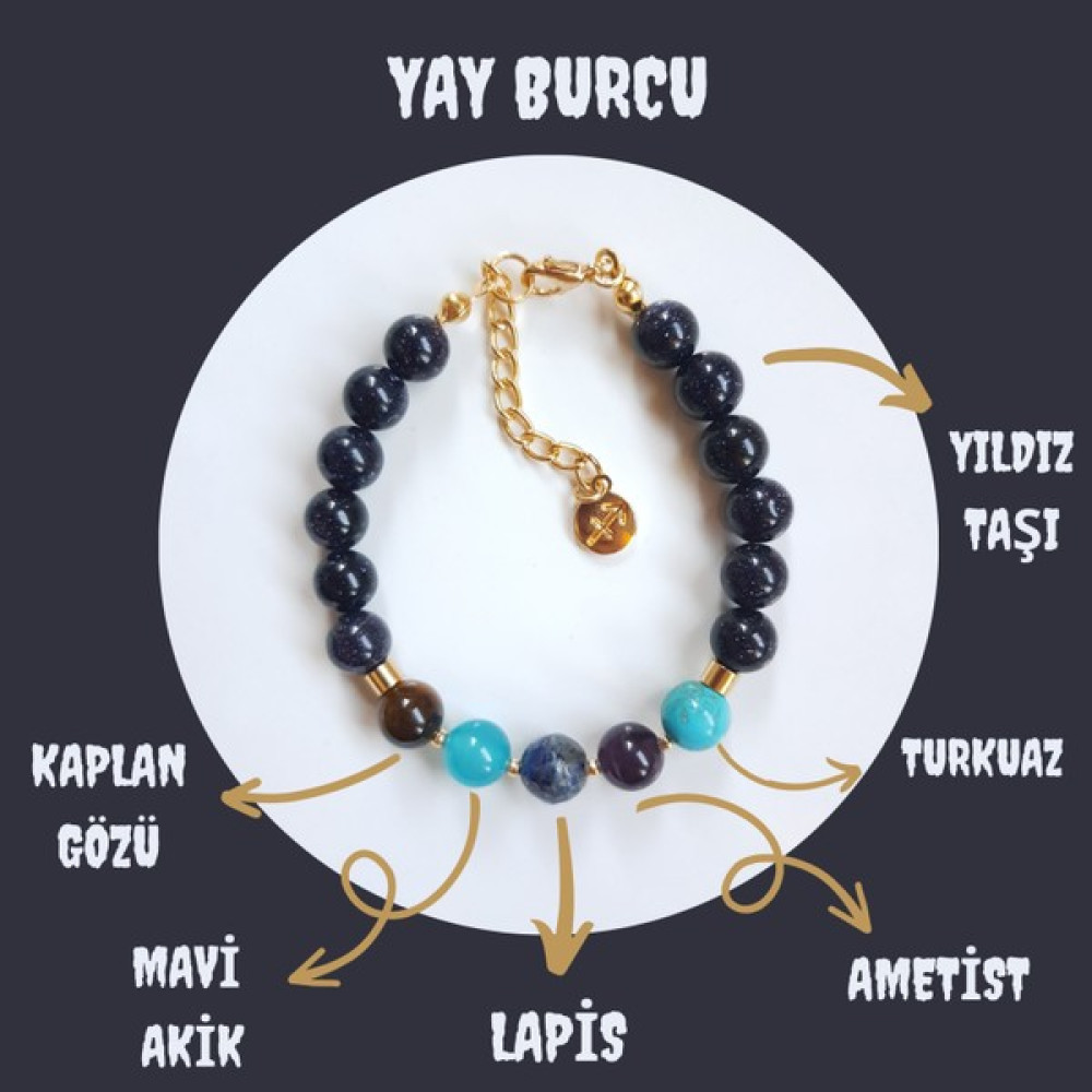 Artaril Yay Burcu Zodyak Bileklik Doğal Taş Saat ve Bileklik Aksesuarı Fiyatı
