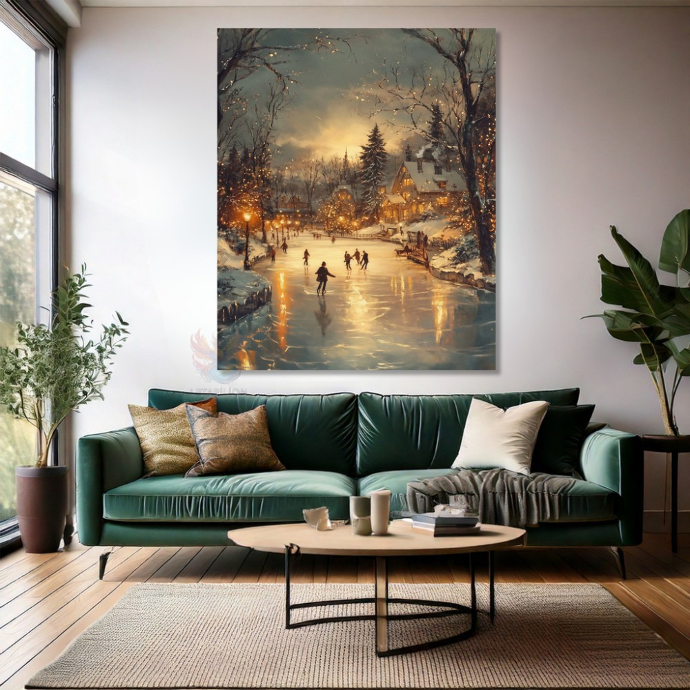 Artarilion Kanvas Dikey Duvar Tablosu Kanvas Donmuş Nehir Ev Ofis Salon Modern Duvar Tablosu - 80x120 Kanvas Tablo Fiyatı