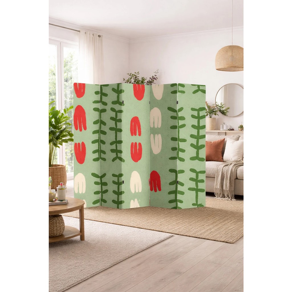 Artavessa Dekoratif 5 Kanatlı Dijital Baskılı Kanvas Paravan - Seperatör - 200X180 cm - Model 10 - Çok Renkli Kanvas Tablo Fiyatı