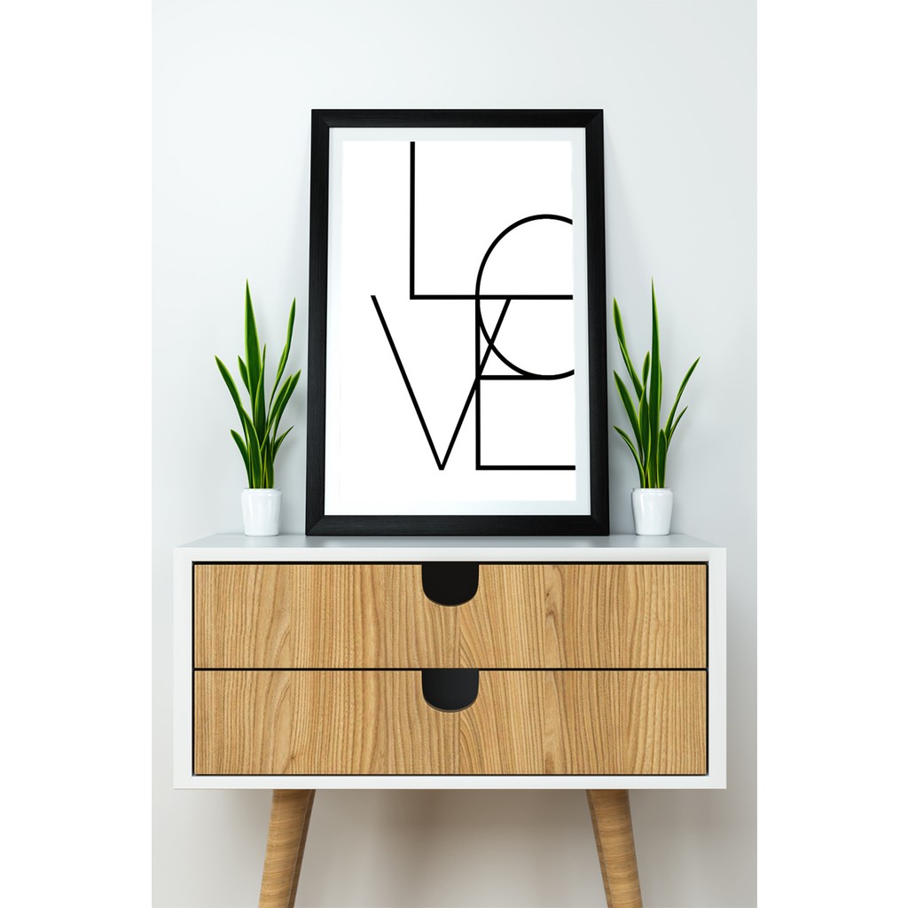 Artavessa Tek Parça Çerçeve Görünümlü Yazılı Mdf Tablo "love" - 33 x 48 - Beyaz - Siyah Kanvas Tablo Fiyatı