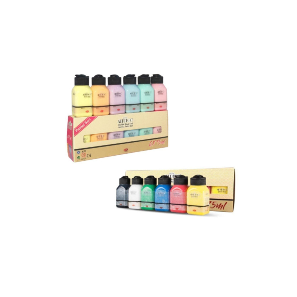 Artdeco 6 Pastel 6 Canlı Renk Akrilik Boya 12*75 ml Set Akrilik Boya Fiyatı