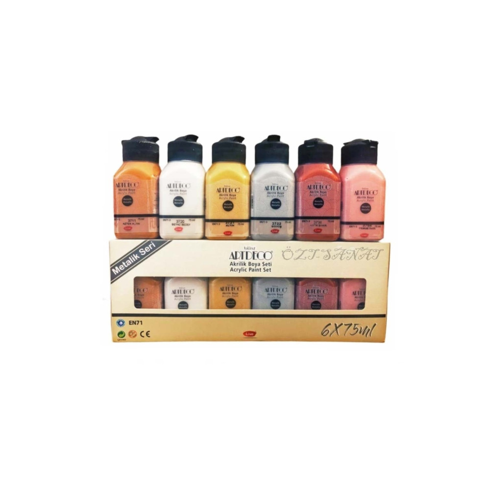 Artdeco Akrilik Boya 6x75 Ml Metalik Renkler Akrilik Boya Fiyatı