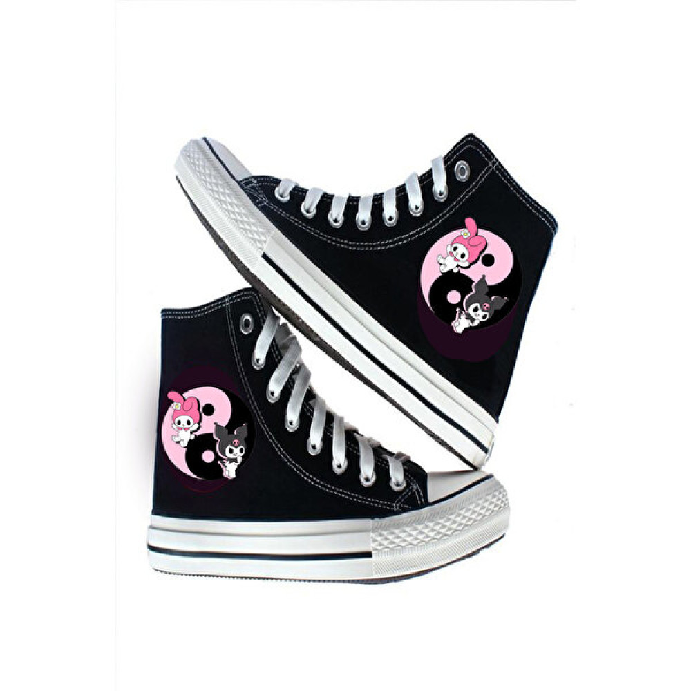 Artdesign Kuromi And My Melody Yinyang Tasarım Canvas Sneaker Ayakkabı Kadın Günlük Ayakkabıları Fiyatı