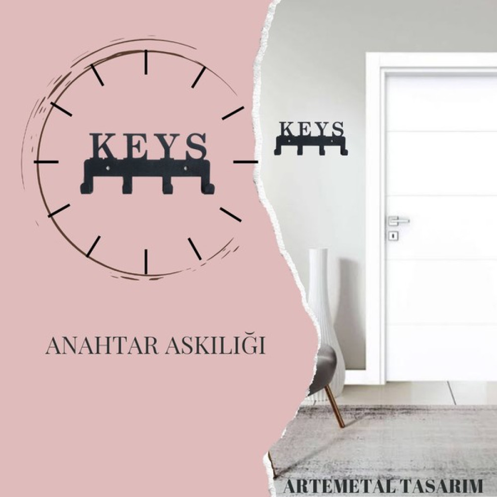 Arte Metal Tasarım (Keys) Metal Anahtar Askılığı - Dekoratif Anahtarlık - Siyah Eşya Saklama / Düzenleme Fiyatı