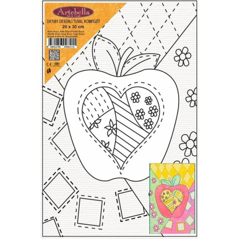 Artebella DKT061 Desenli Tuval Kompozit Boyama 20X30 cm - Standart Tuval Fiyatı
