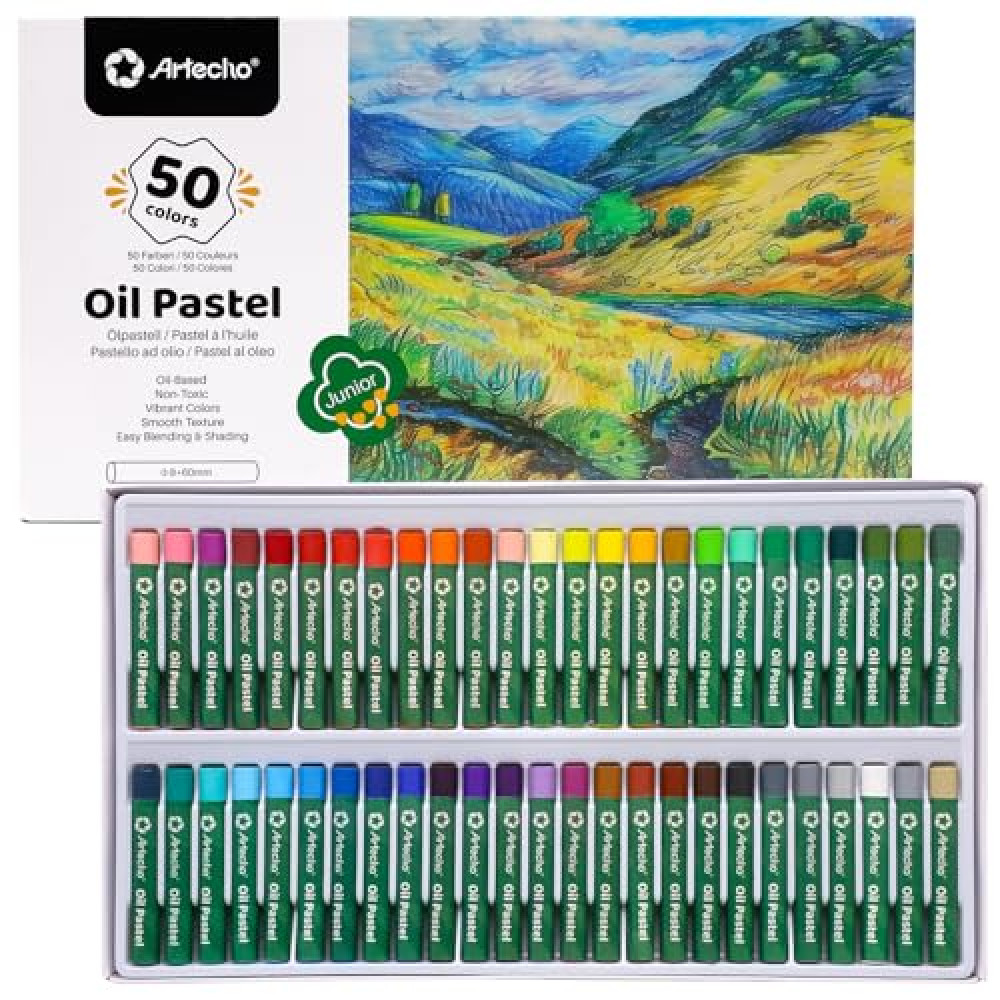 Artecho Oil Pastels Set of 50 Colors (8 x 60 mm), Soft Oil Pastels for Art Painting, Drawing, Blending, Art Supplies for Artists, Beginners, Students, Teachers Pastel Paint Fiyatı