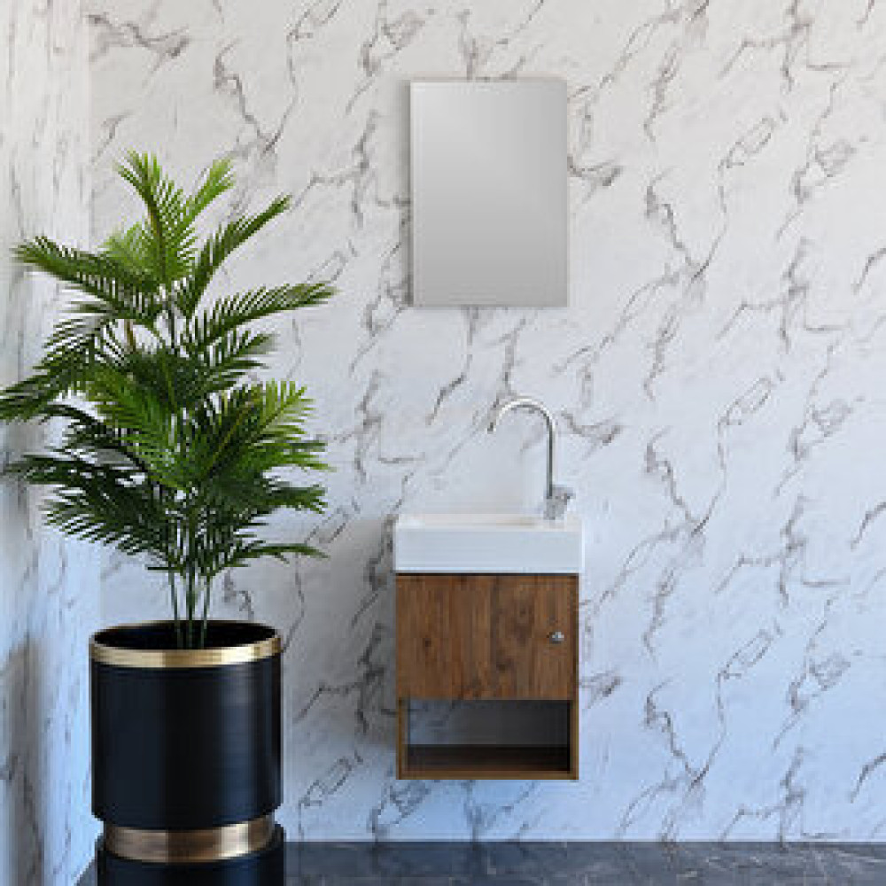 Artel Mobilya Ekosmall Banyo Dolabı Ceviz renk (SERAMİK DAHİL TAKIM) Banyo Dolabı / Mobilyası Fiyatı