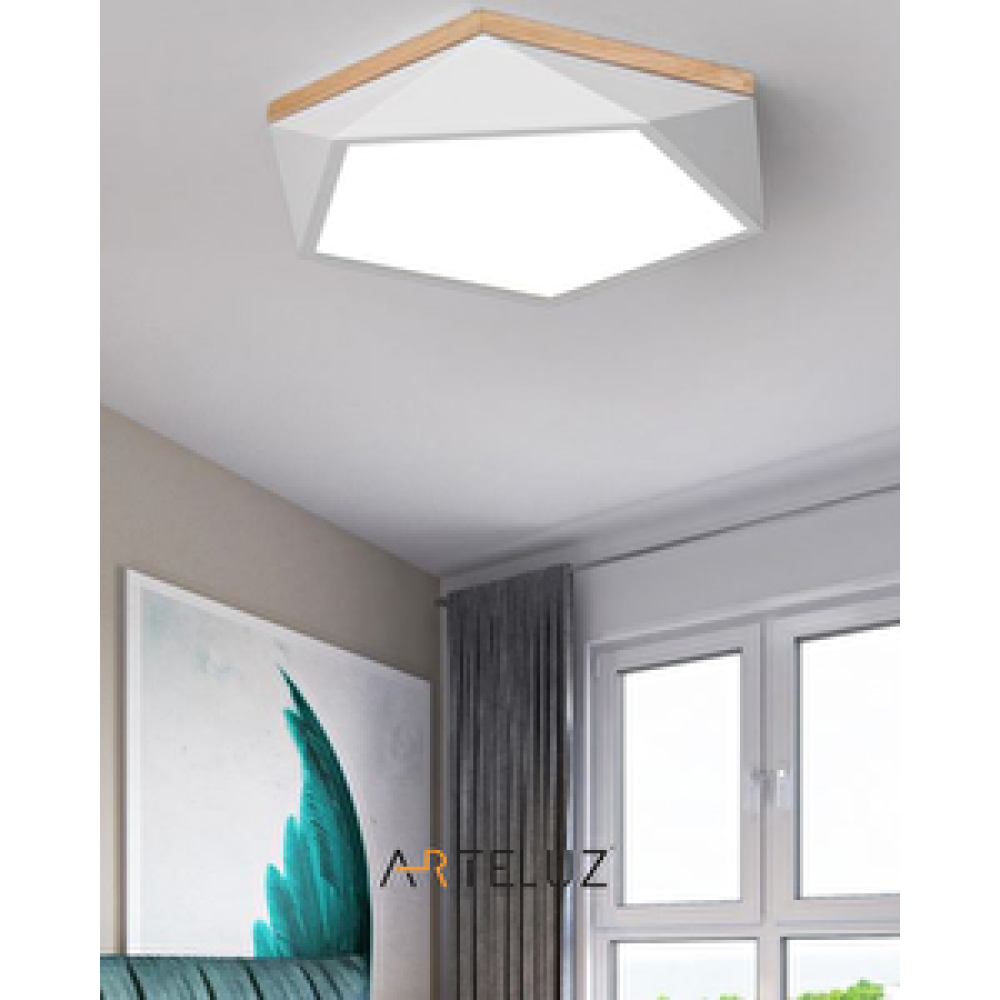 Arteluz Ahşap Detay Görünümlü Metal Geometrik Model Tavan Led Avize Avize Fiyatı