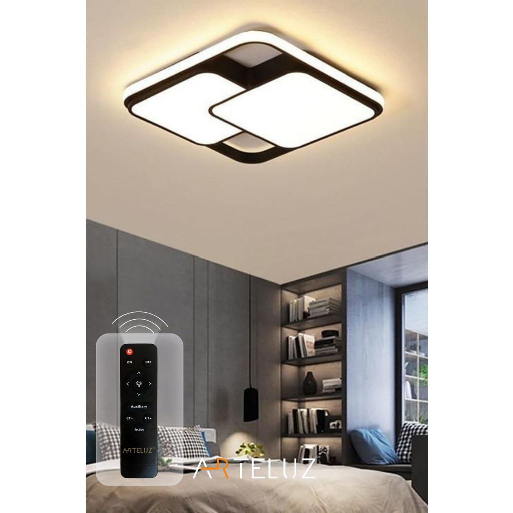 Arteluz Modern Şık Plafonyer LED Avize Tavan Model 3 Renk Avize Salon LED Lambası Kumandalı - Siyah TV Aksesuarları Fiyatı