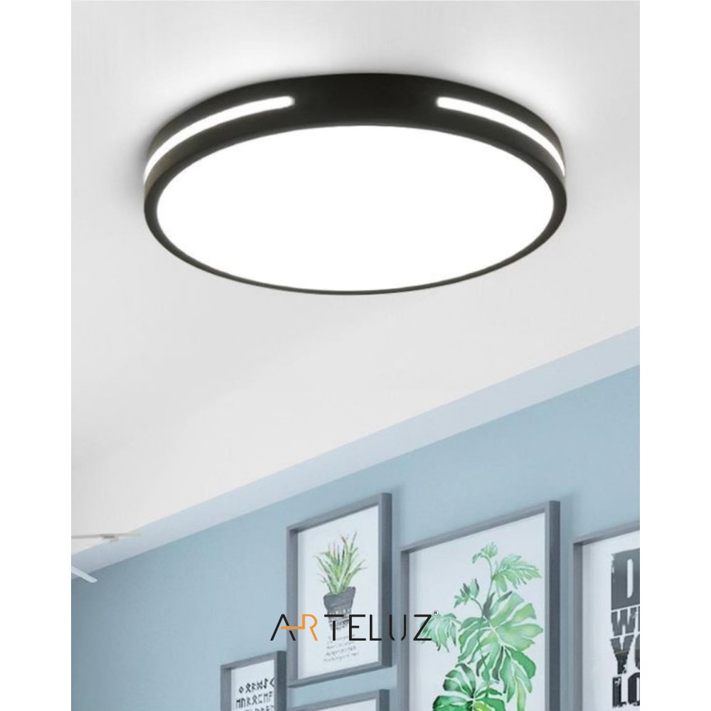 Arteluz Modern Yuvarlak Model Tavan LED Avize - Siyah - 50 x 50 cm Avize Fiyatı