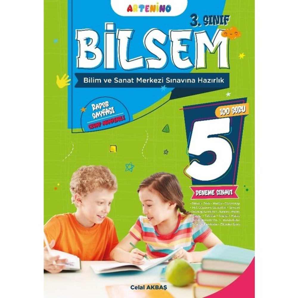 Artenino Yayıncılık 3. Sınıf 2025 Bilsem Sınavına Hazırlık 5’li Deneme Sınavı - Celal Akbaş Tüm Dersler Fiyatı