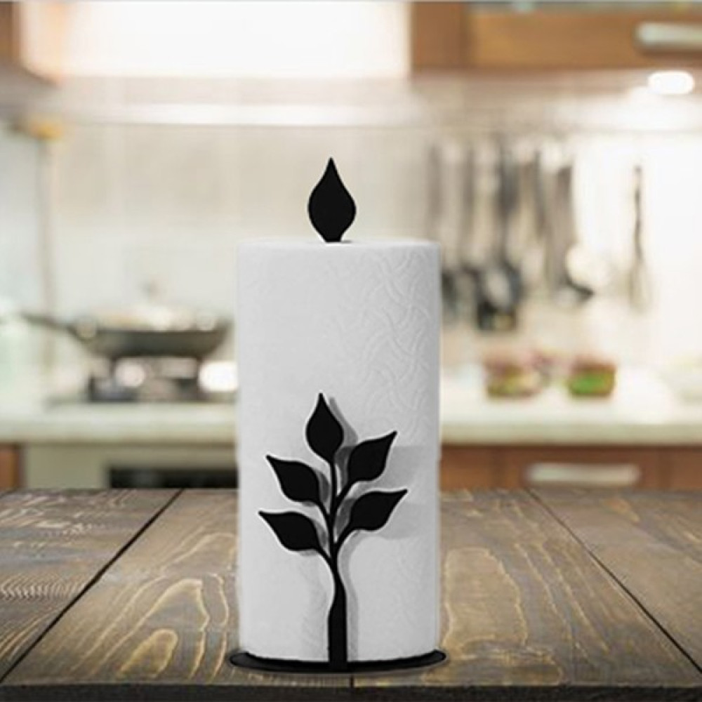 Artepella Metal Kağıt Havluluk - Dekoratif Yaprak Desenli Metal Kağıt Havluluk - Metal Havlu Askılığı - Siyah Havluluk Fiyatı